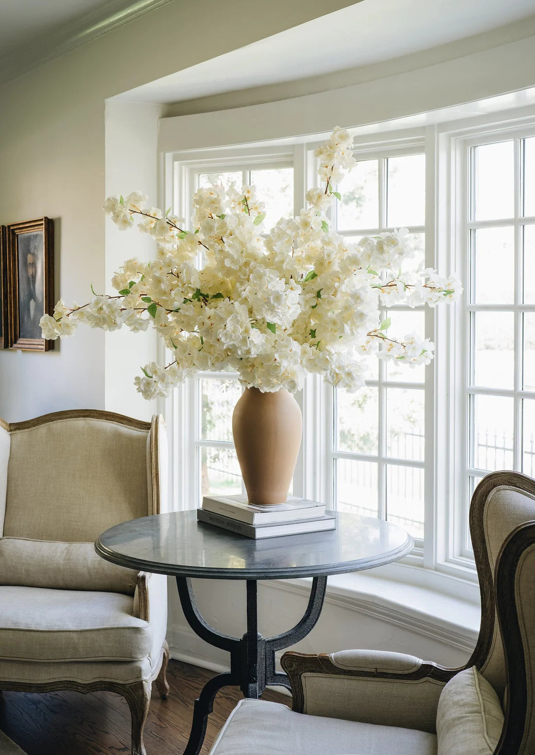 Faux Cherry Blossom in Cream White - 44"