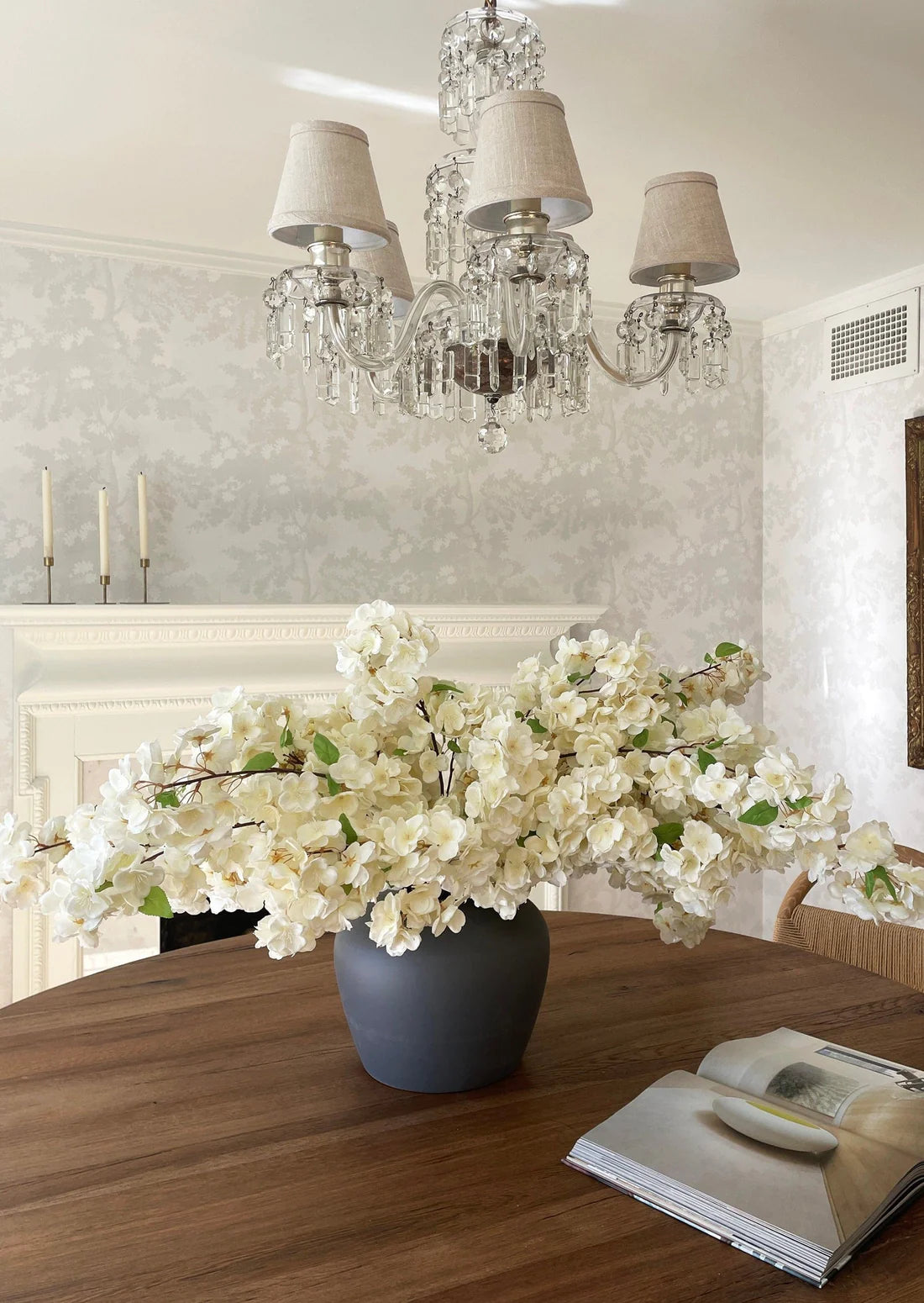 Faux Cherry Blossom in Cream White - 44"