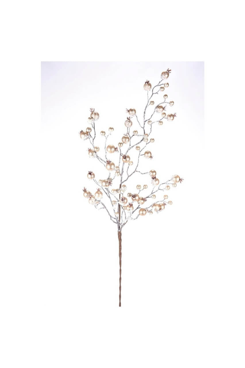 38” Champagne Gilded Frosted Crabapple Christmas Spray