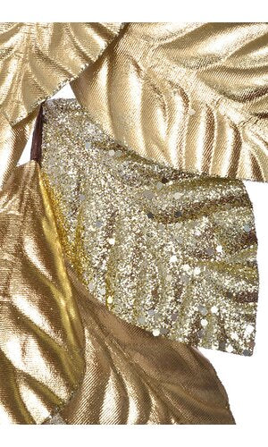 59" GLITTERED METALLIC MAGNOLIA LEAF GARLAND GOLD