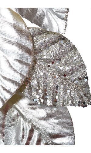 59" GLITTERED METALLIC MAGNOLIA LEAF GARLAND PLATINUM