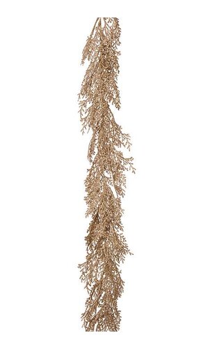 6FT GLITTERED CEDAR GARLAND CHAMPAGNE