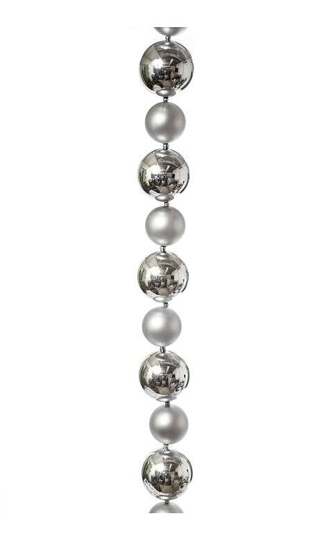 9FT SHINY/MATTE BALL GARLAND SILVER