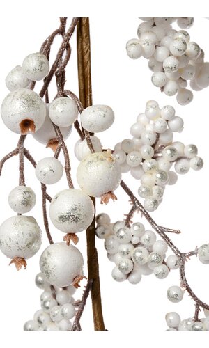 6FT BERRY GARLAND WHITE/SILVER