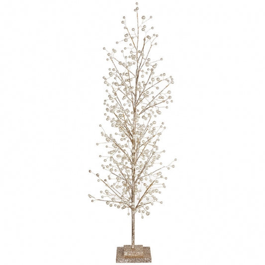 33 Inch Gold Glitter Tabletop Tree With Pearls