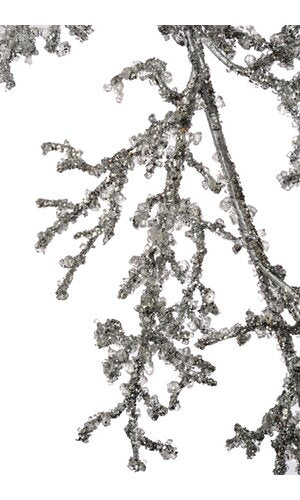 60" ICED GLITTER PLASTIC TWIG GARLAND SILVER