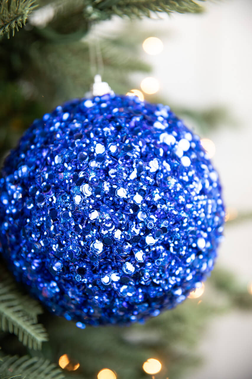 5” Midnight Blue Sequins & Jewels Ball Ornament