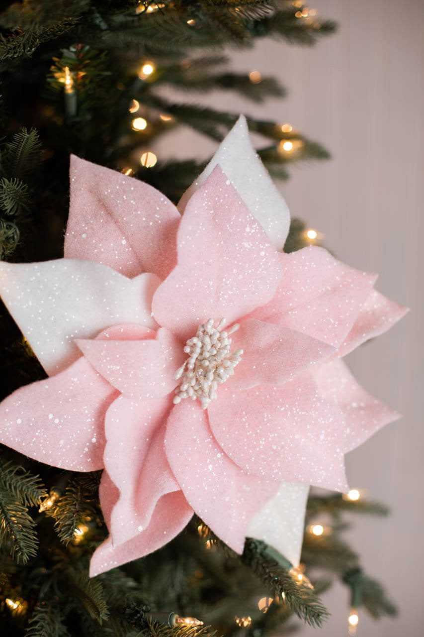 24” Felt Frosted Poinsettia Stem