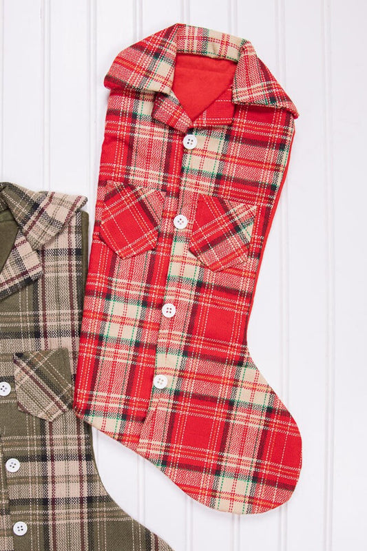 Red Beige Plaid 20” Plaid Lumberjack Shirt Stocking