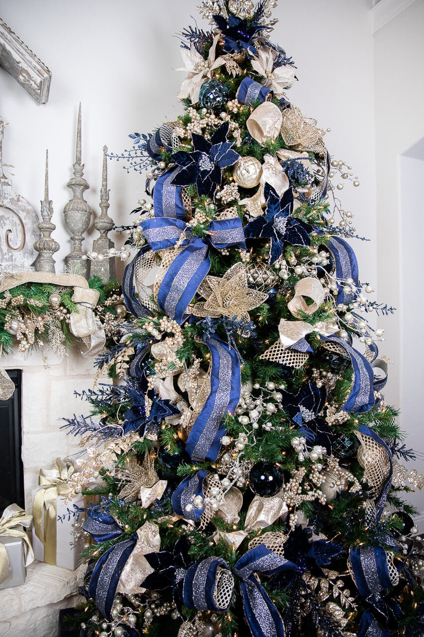 Set Of Two 29” Glitter Smilax Berry Spray - Midnight Blue
