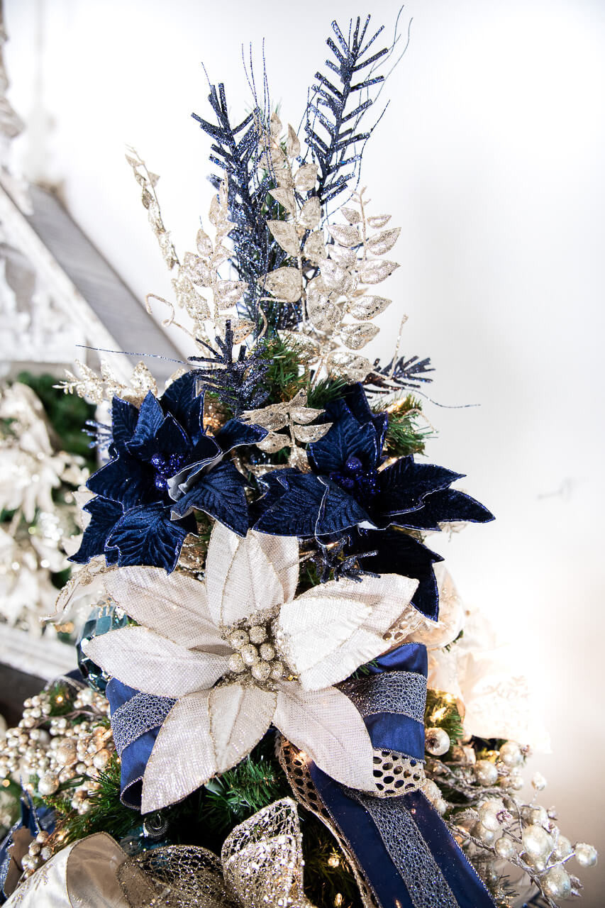 24” Poinsettia Stem - Midnight Blue