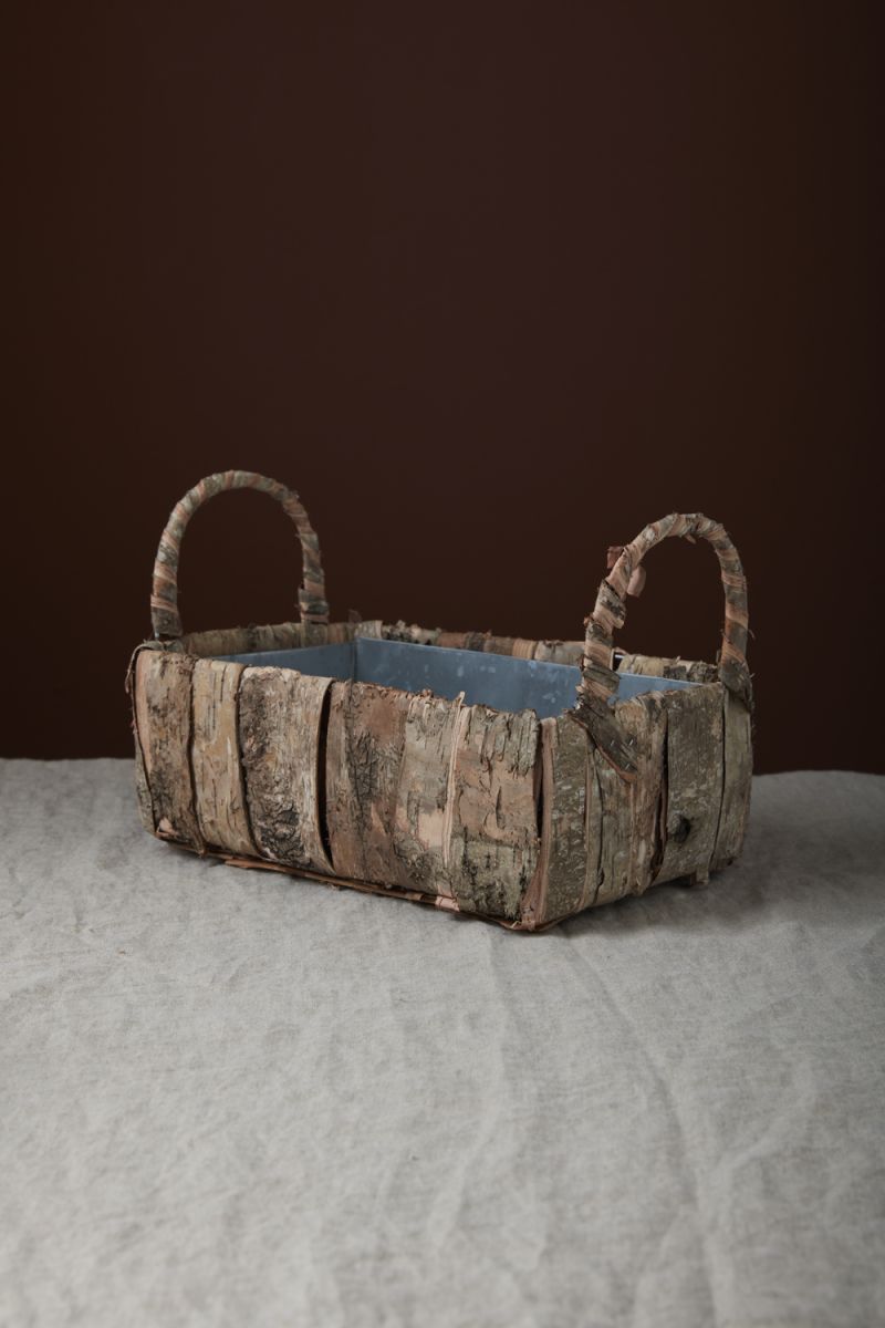 BANDED BIRCH BASKET 12.75"x 7.25"x 8"