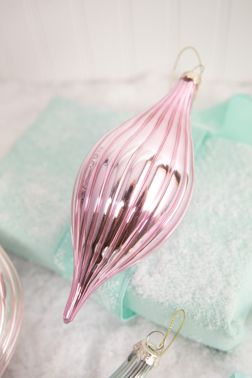 Dark Pink 8.5" Glass Drop Ornament