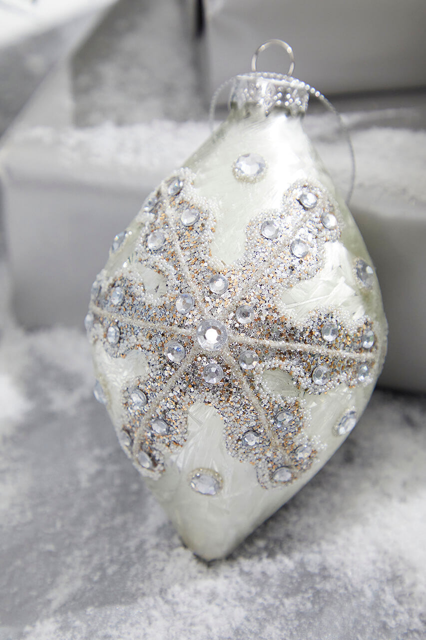 4" Glitter Finial Snowflake Ornament