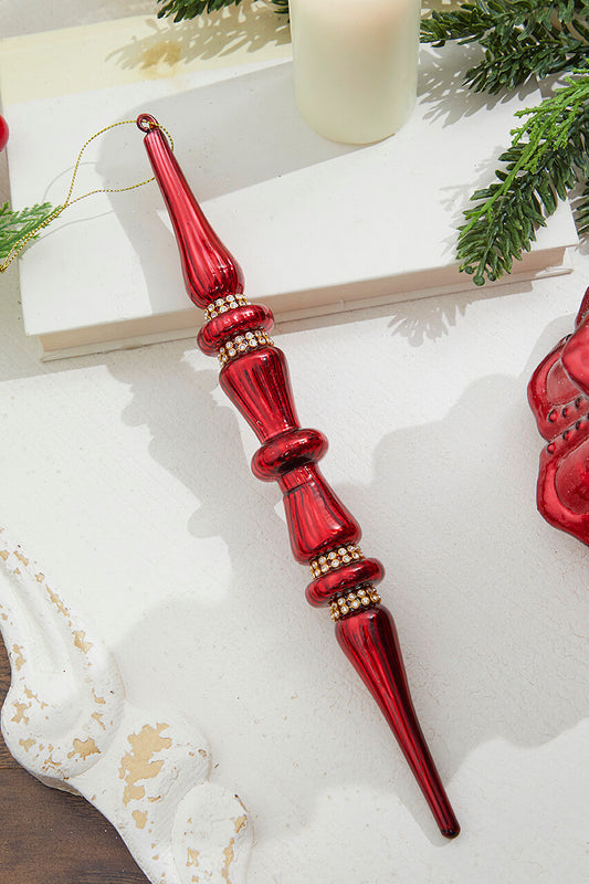 Ring in Middle 12" Burgundy Glass with Jewel Band Icicle Ornament