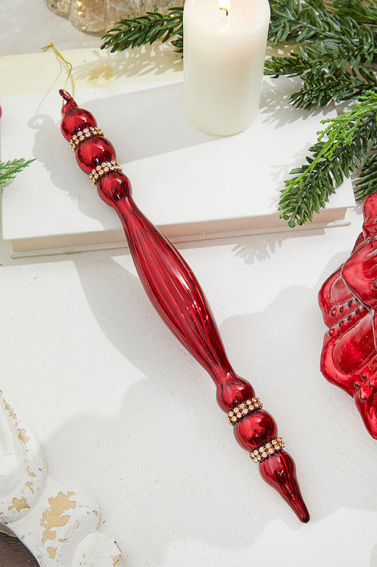 smooth ring 12" Burgundy Glass with Jewel Band Icicle Ornament