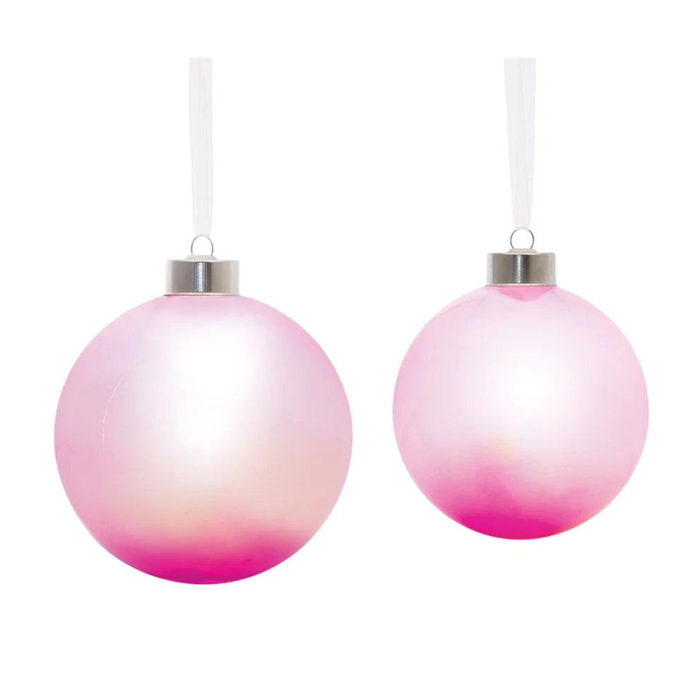 Set Of 16 Pastel Pink Glass Christmas Ball Ornaments, 4.5