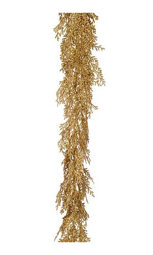 6FT GLITTERED CEDAR GARLAND GOLD