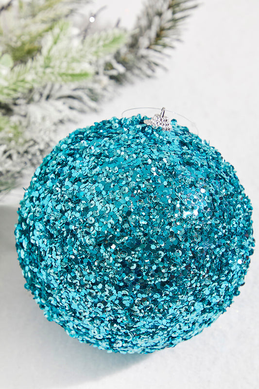 6” Aqua Blue Sequin Ball Ornament