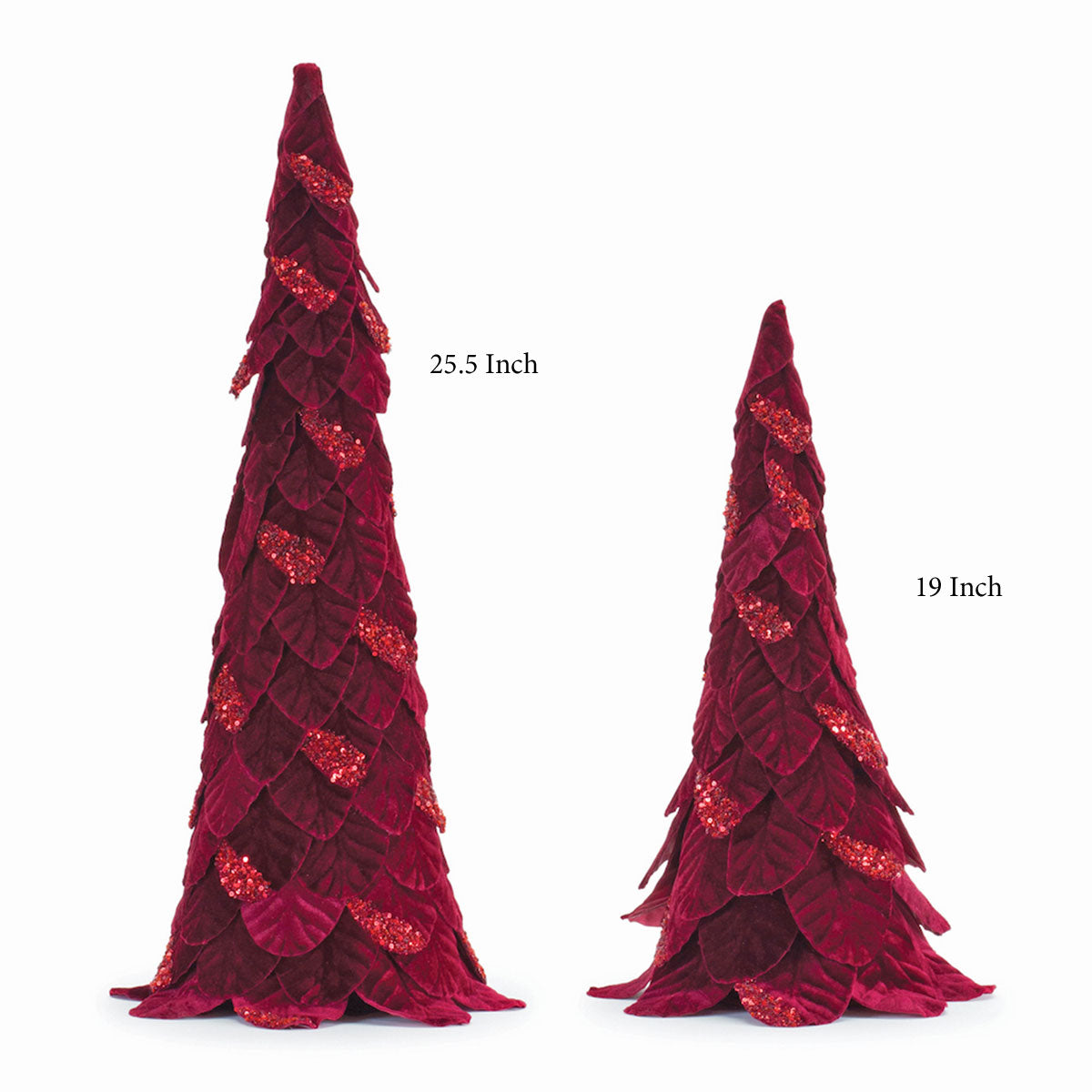 Red Velvet Set of 2 Trees 25.5 and 19 Inch