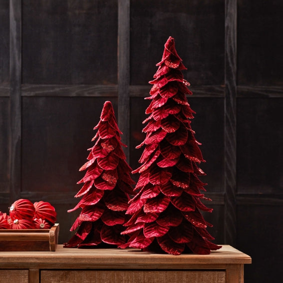 Red Velvet Set of 2 Trees 25.5 and 19 Inch
