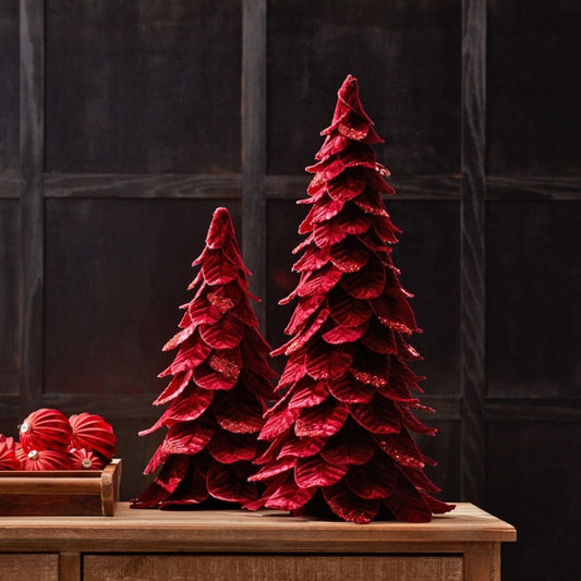 Red Velvet Set of 2 Trees 25.5 and 19 Inch