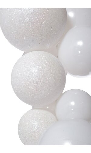 8FT SHINY/GLITTER BALL GARLAND (WHITE)