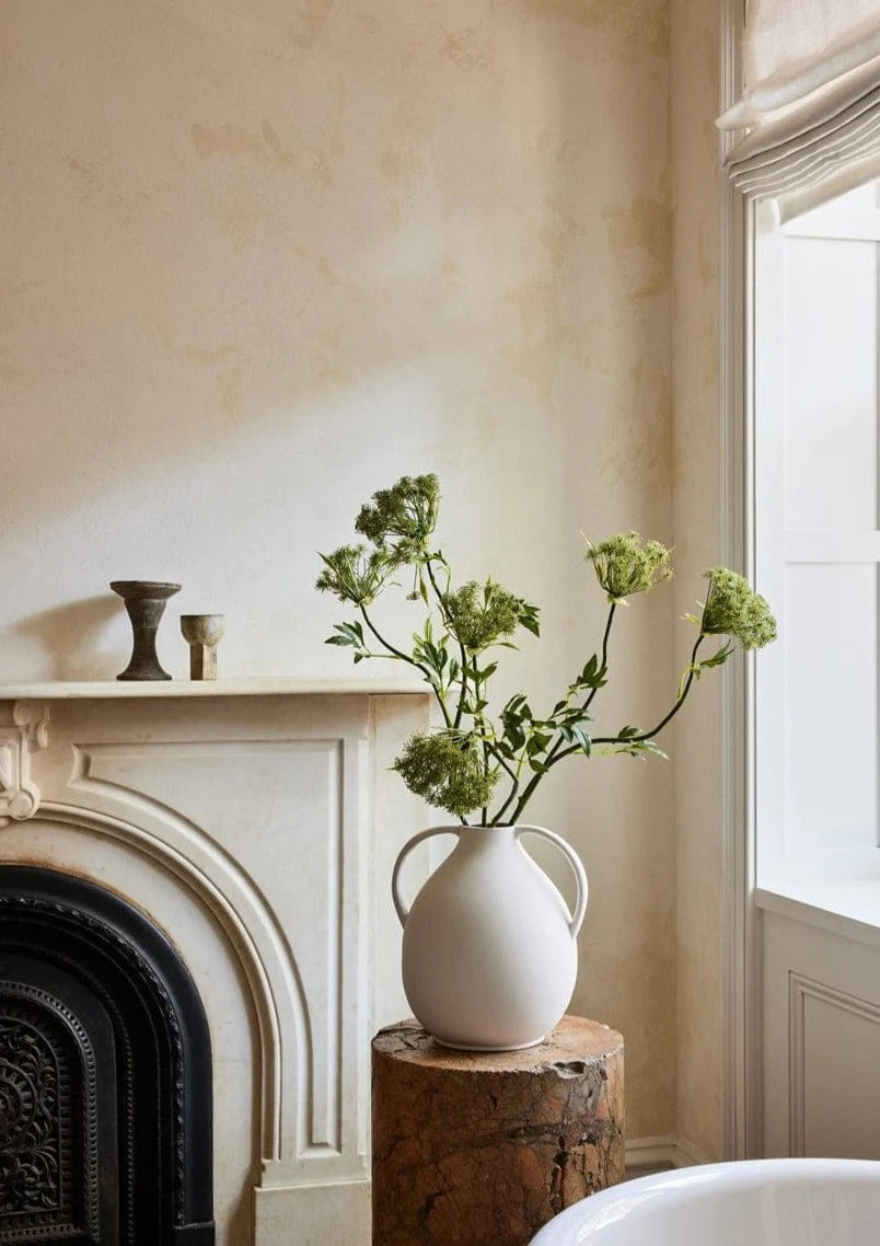 Natural White Clay Jug Vase - 14"
