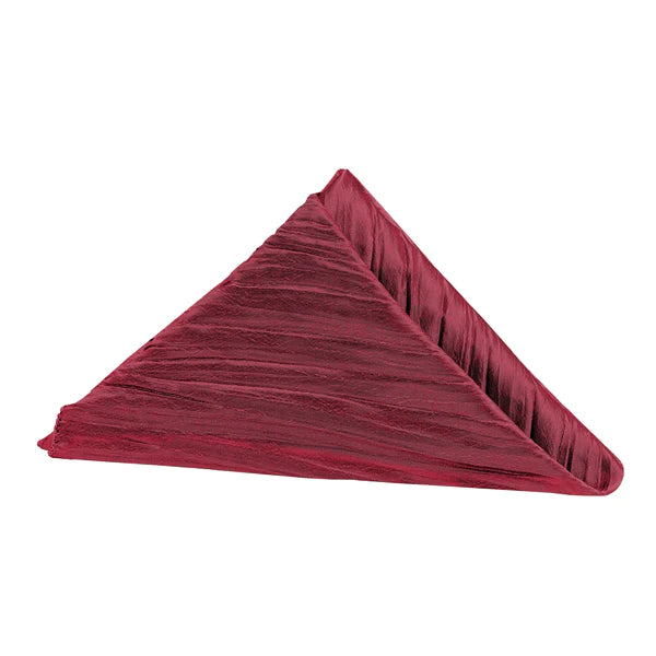 Set Of Ten Accordion Crinkle Taffeta Napkin 20"x20" - Burgundy