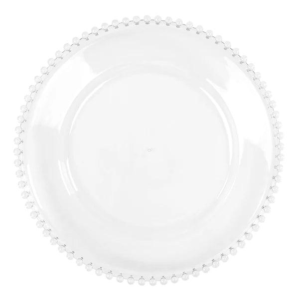 Acrylic Beaded 13" Round Charger Plate - Clear