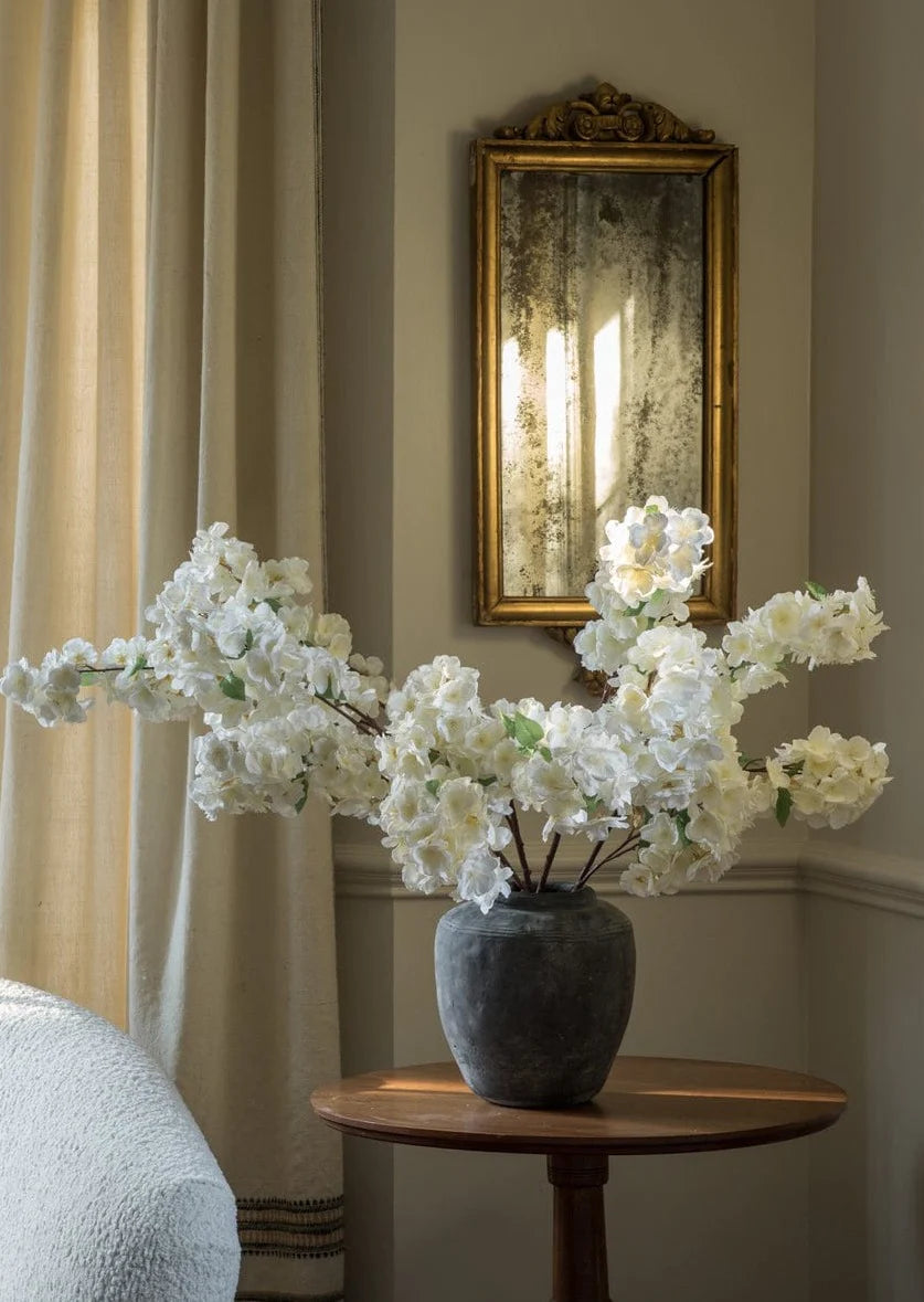 Faux Cherry Blossom in Cream White - 44"
