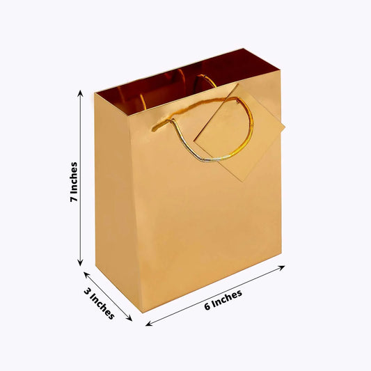 Gold Foil Paper Gift Bags with Handles For Party Favors, Shiny Metallic Euro Tote Bag