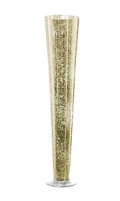 Set of Four 20" Gold Mercury Glass Trumpet Vases