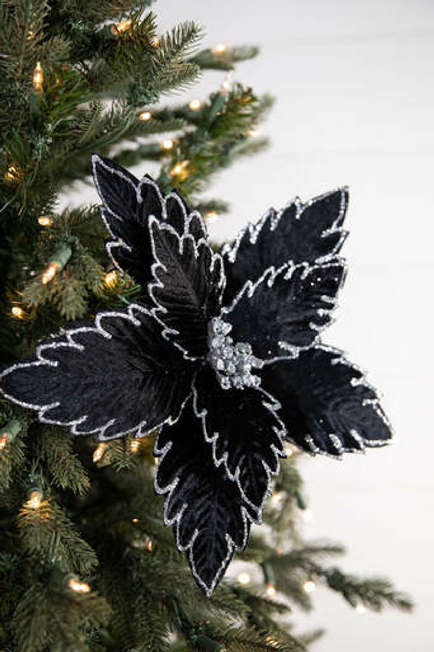 22” Black Poinsettia Stem