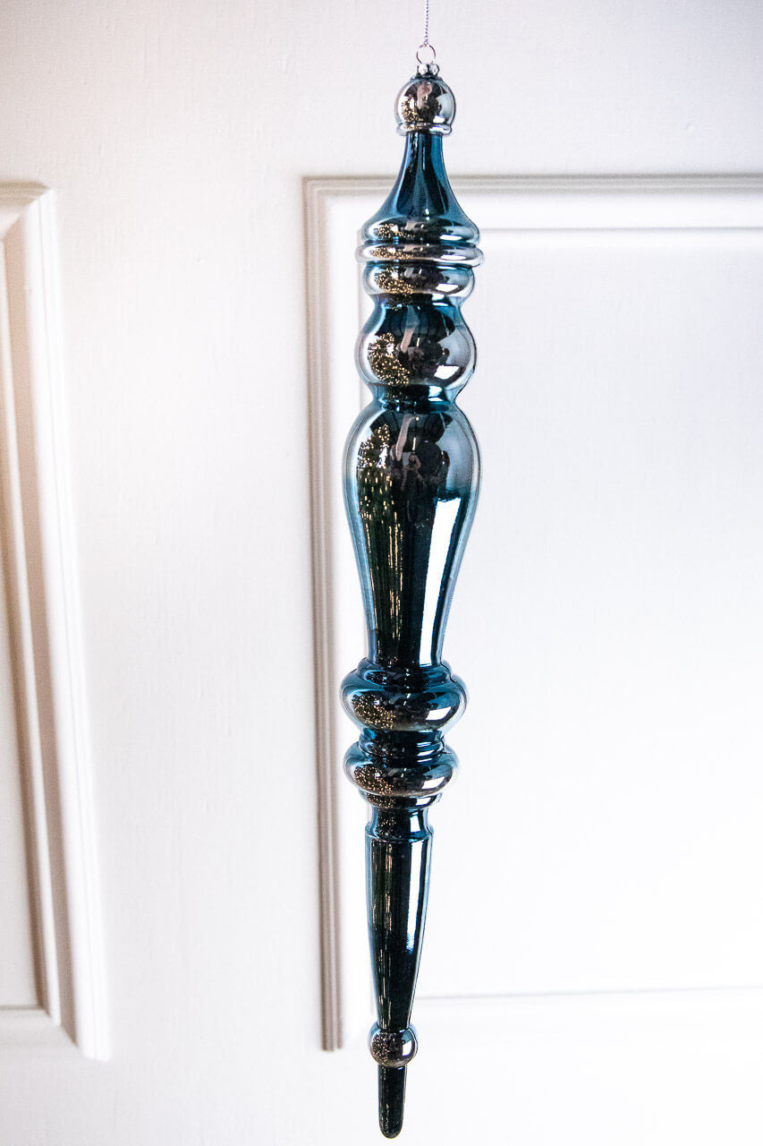 21” Blue Chrome VP Icicle Finial Ornament