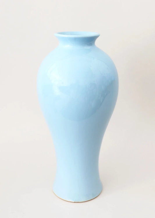 Ceramic Blue Tall Glossy Vase - 16"