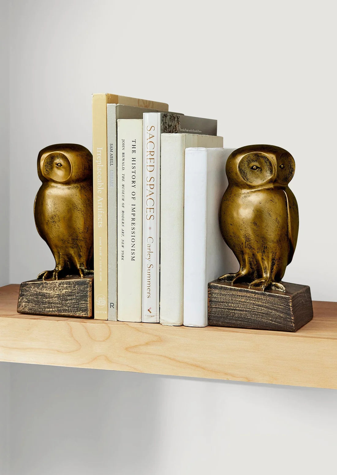 Set of 2 Owl Bookends in Bronze Patina - 8.5"