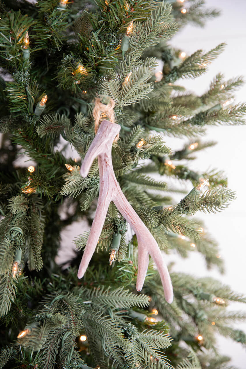 Set Of Three 13" Flocked Faux Deer Horn Ornament