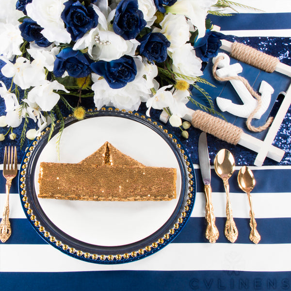 Set Of Ten Glitz Sequin Napkin 20"x20" - Gold