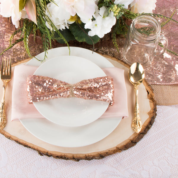 Set Of Ten Glitz Sequin Napkin 20"x20" - Blush/Rose Gold