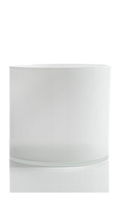 Set Of Four  6" X 6" White Cylinder Vases