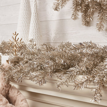 Silver & Gold Metallic Soft Touch Tinsel Wreath Glitzy New Year's Holiday Party Mantle Decor