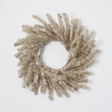 Silver & Gold Metallic Soft Touch Tinsel Wreath Glitzy New Year's Holiday Party Mantle Decor