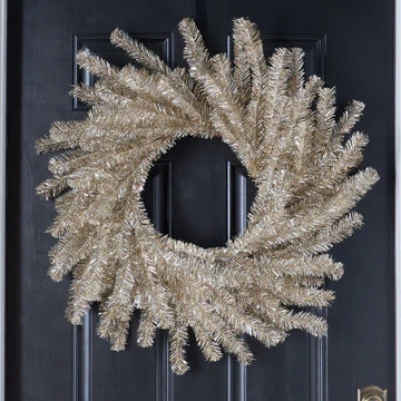 Silver & Gold Metallic Soft Touch Tinsel Wreath Glitzy New Year's Holiday Party Mantle Decor