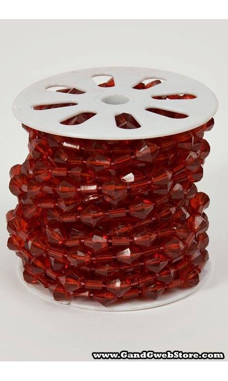 10YDS BEADED GARLAND ROLL RED