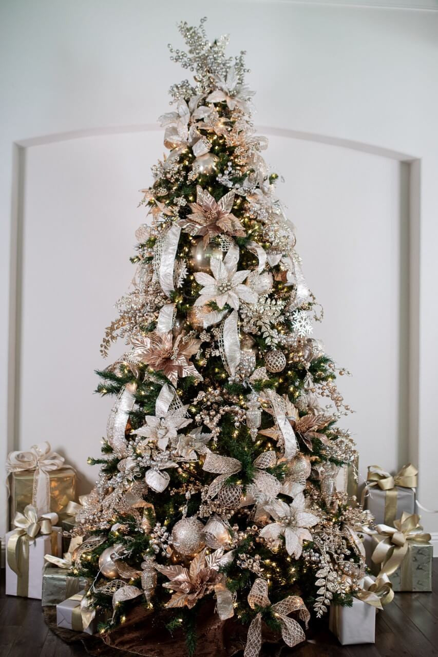 31” Champagne Velvet Metallic Poinsettia