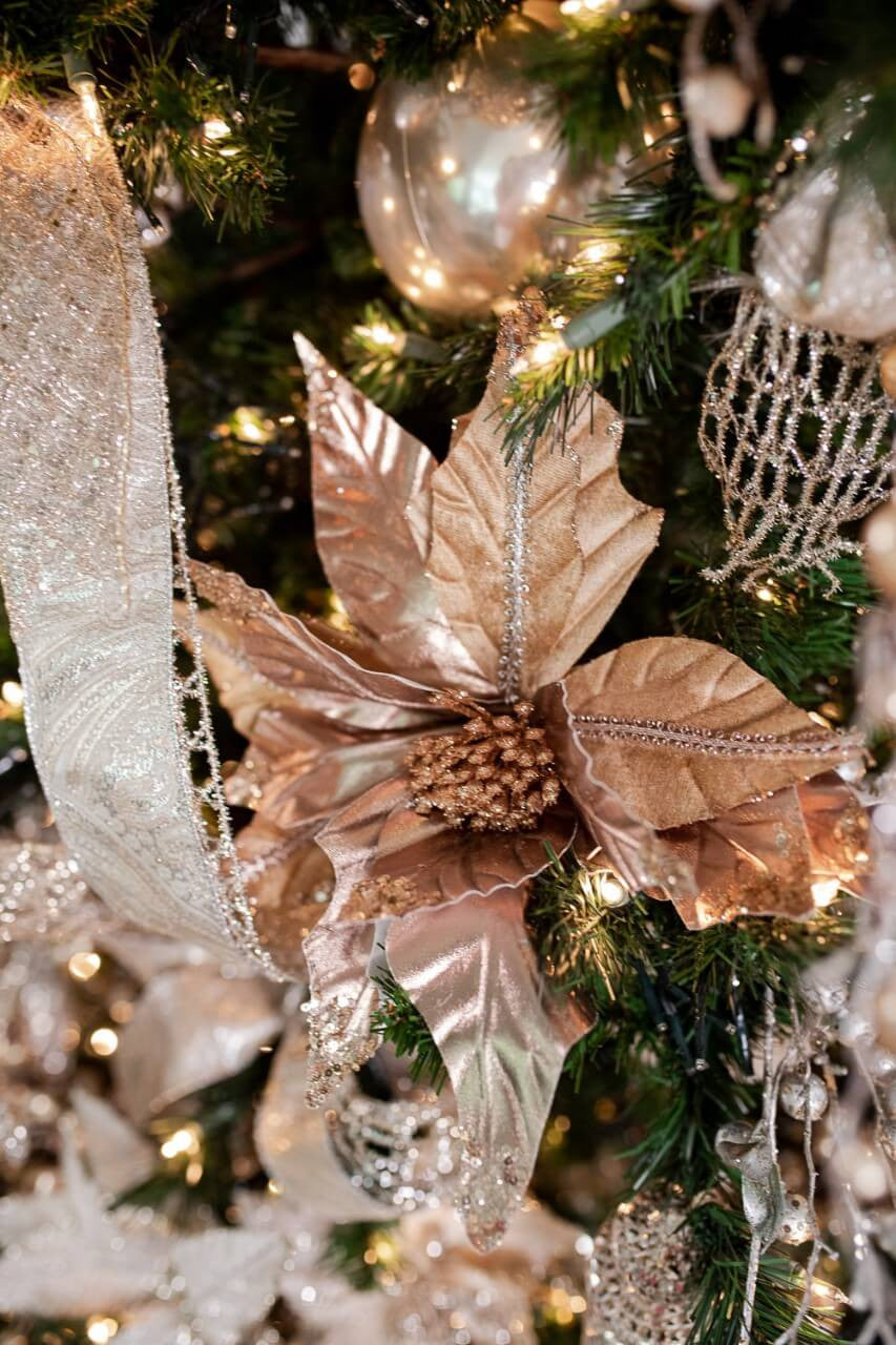 31” Champagne Velvet Metallic Poinsettia