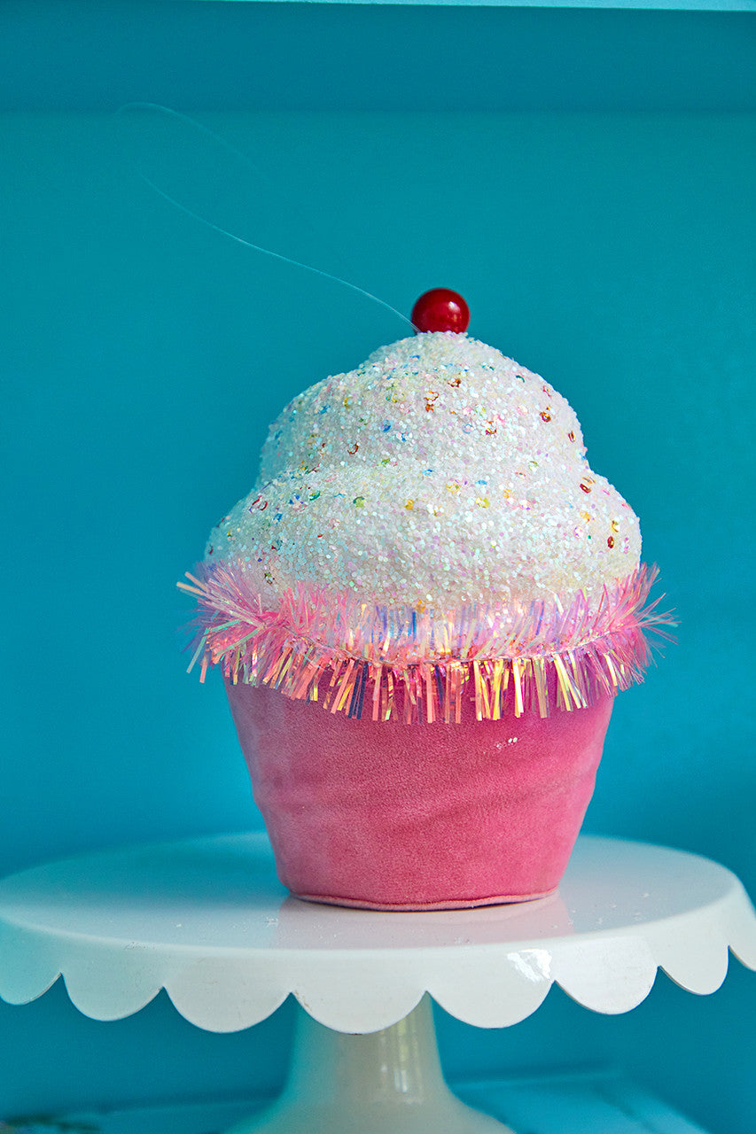7” Sprinkles Tinsel Cupcake Ornament