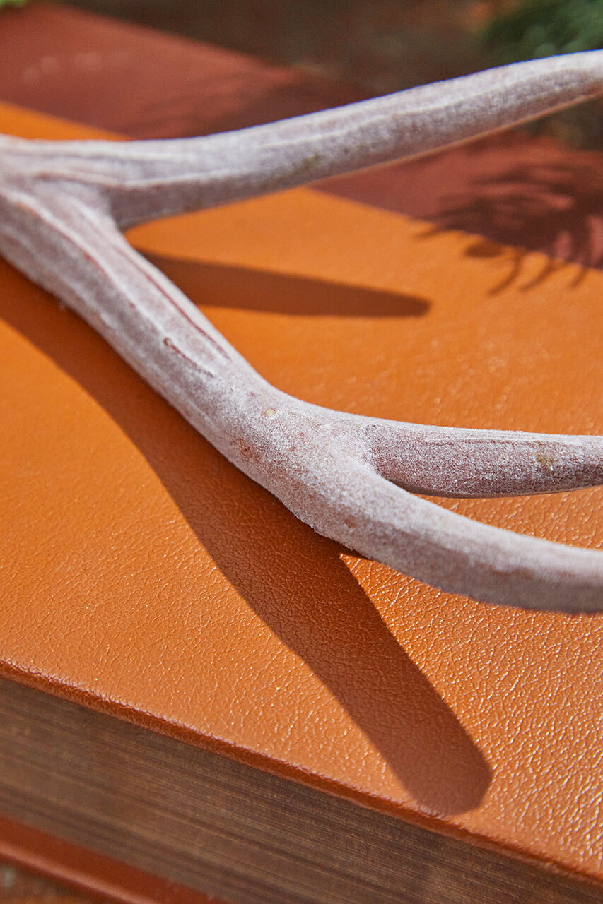 Set Of Three 13" Flocked Faux Deer Horn Ornament