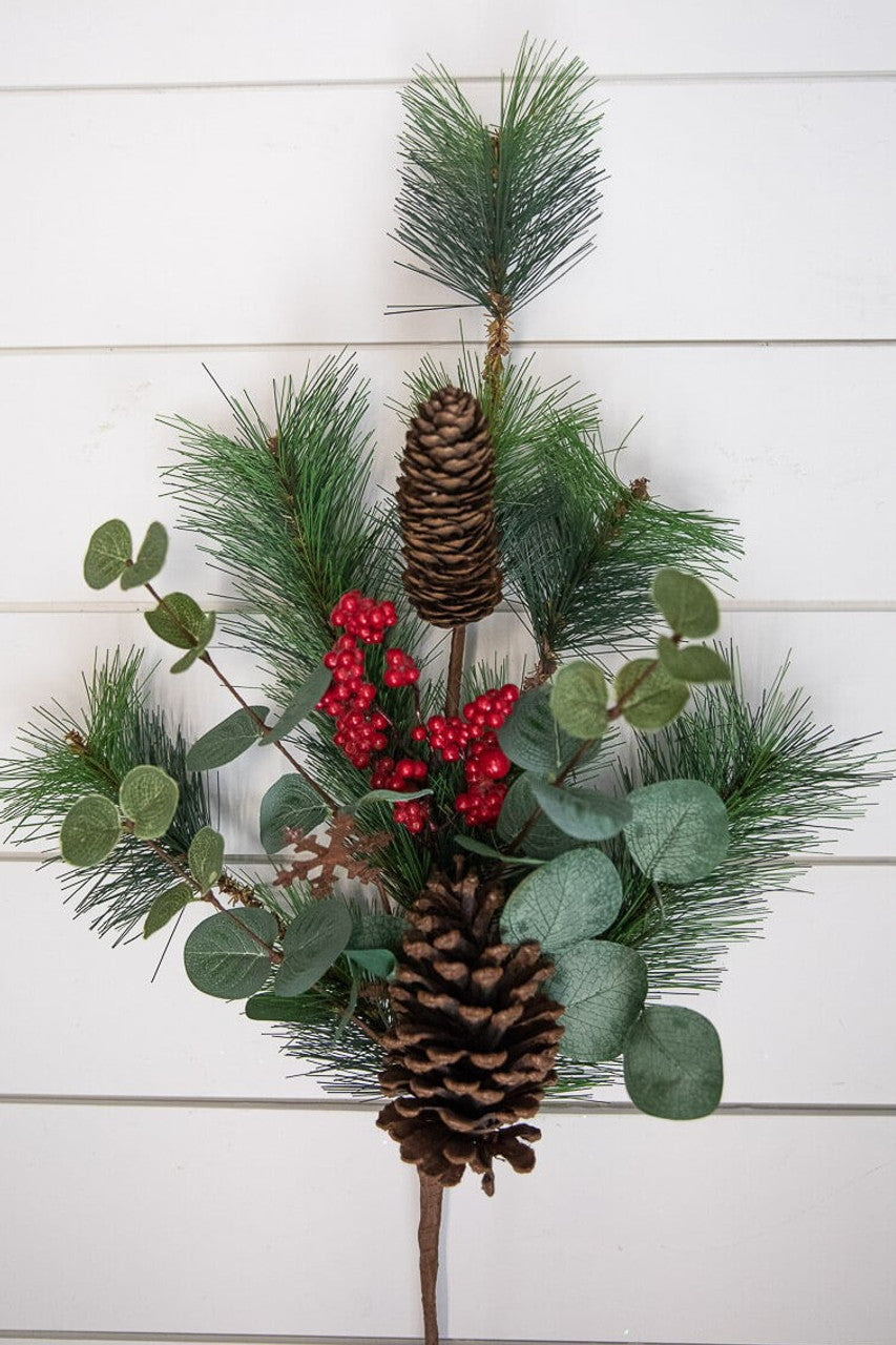 29” Eucalyptus Pine Berry Spray